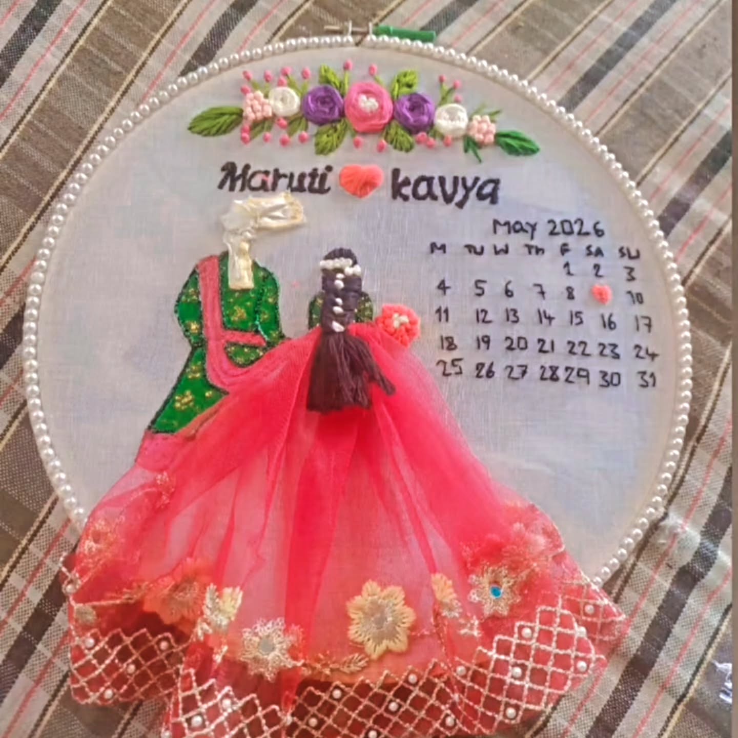 Calendar keepsake embroidery hoop by Naa Cheti Kala