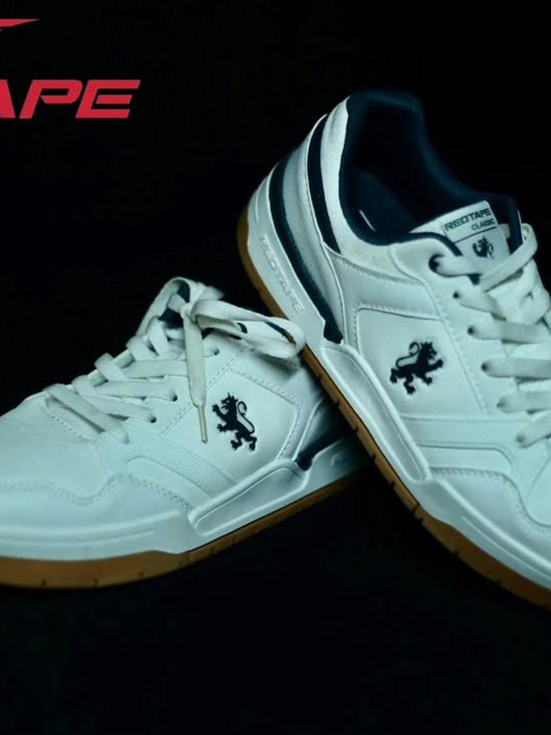 Sneakers on a dark backdrop