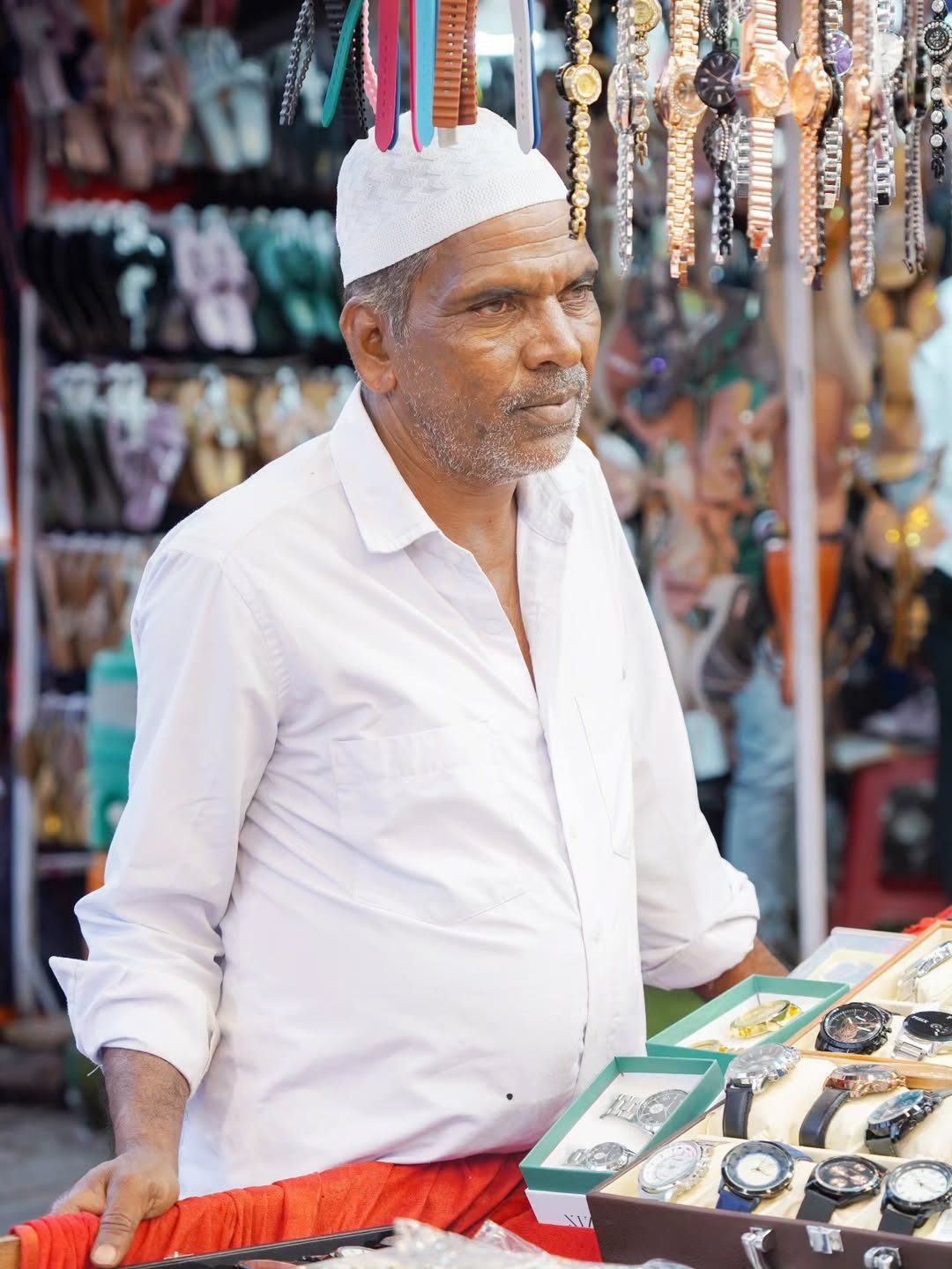 Watch seller at his street stall, Hyderabad